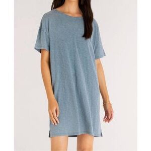 Z SUPPLY / Sea Blue Relaxed Tshirt Mini Dress / small shirt dress
